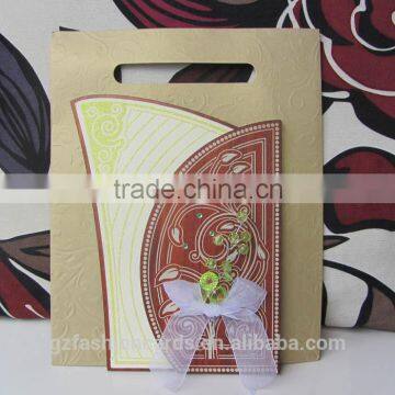 2016 Luxury Laser Cut Greeting Bowknot Handbag Wooden Wedding Invitation Card photo-2