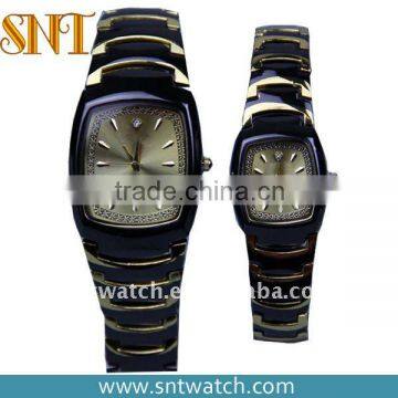 High quality alloy couple watch, black and gold color