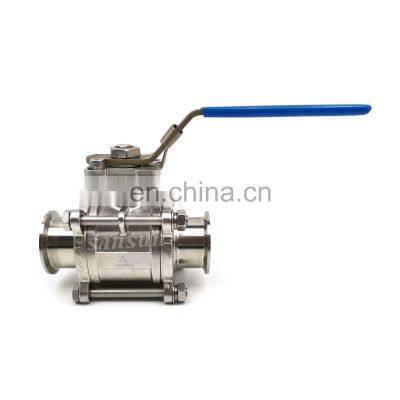 Sanitary Stainless Steel Hygienic 3PC Threaded High Pressure Ball Valve