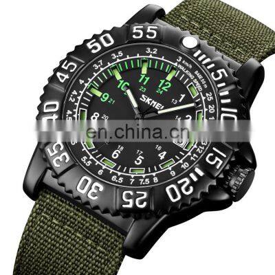 SKMEI 9281 Brand Factory Online Shopping Glass Crystal Nylon Band Wrist Watch Custom Your Logo Handwatch Men