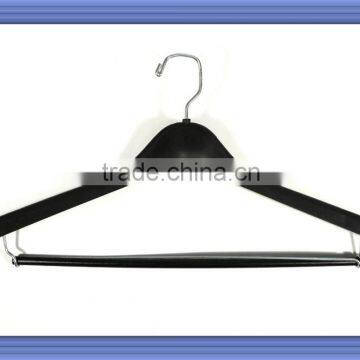 19" retail shop plastic black pants and suits hanger with locking bar