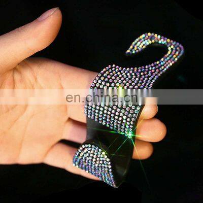 Car Seat Back Hook Diamond Bling Rhinestones Hanger Auto Back Universal Headrest Mount Storage Holder Car Interior Accessories
