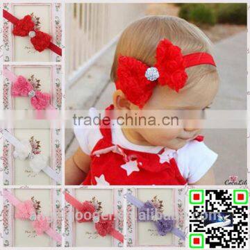 Baby headband Hot sales baby girls large bow hair accessories knitted Many colors rose flower MY-BA0005