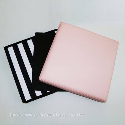 Foldable Storage Polyester Ottoman-Striped Pattern