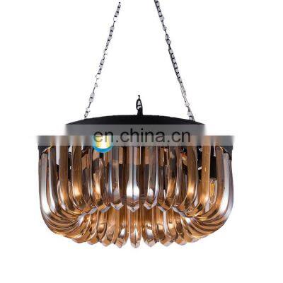 Modern Indoor Brass Hanging Lamp Black Finish Iron Crystal Design LED Decorative Pendant Light Hotel Living Room Wholesale