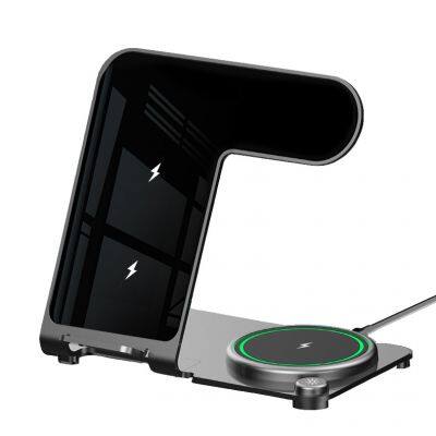 New 2023 Products Aluminum 3 In 1  Wireless Charger Stand Wireless Charger Station 3 In 1 For Iphone 15