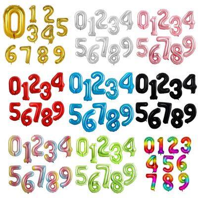 16/32/40Inch Number Digital Helium Foil Balloons Baby Shower Birthday Party Decoration Balloons Rose Gold Silver Numero Globos