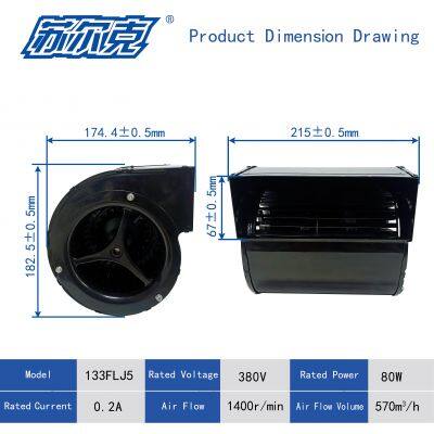 133mm Double Inlet Low Noise 1250RPM Forward Curved Centrifugal Blower Fan photo-3
