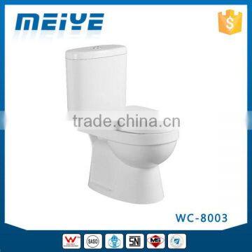 WC-8003 Смываемый туалет из двух частей с мягко закрывающейся крышкой и механизмом мягкого закрытия, унитаз