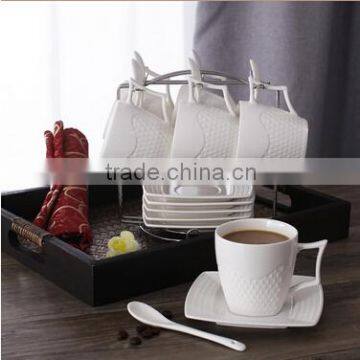 white porcelain coffee set