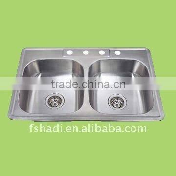 apron double bowl Stainless steel kitchen sink HD840560