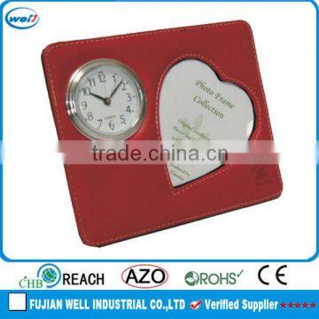 Fashion design leather photo frames with little clock