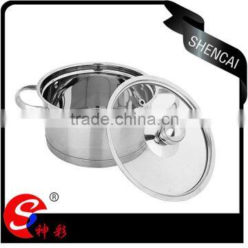 household 201 non magnetic stainless steel soup stock pot with glass lid/ kitchen cooking utensils