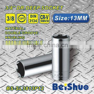 Best selling 13mm 3/8 Inch Square Drive 12 Point Deep Socket Chrome Vanadium