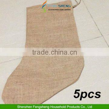 5PCS Jute Hessian Christmas Stocking Xmas Tree Hangers Decorations Sock 46cm long