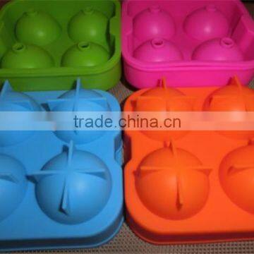 FDA&SGS 4pcs Silicone Ice Ball Mold Maker, Silicone Whiskey Ice Ball Mold Cheap Silicone Ice Ball Tray