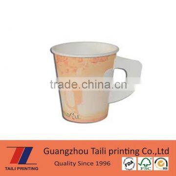 Customized hot drink paper cup with handle