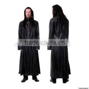 Men's gothic long leather coat