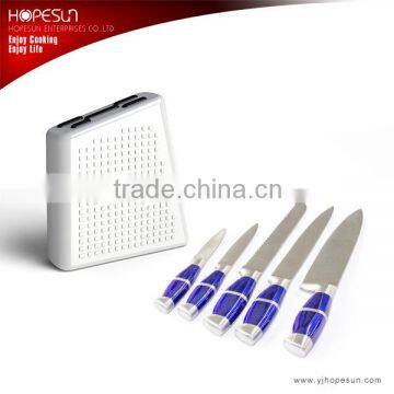 Hollow handle knife set with ceramic block