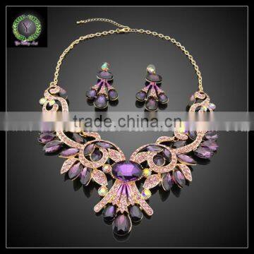 Fashion jewelry 2016 Crystal jewellery purple women accessories KHK720