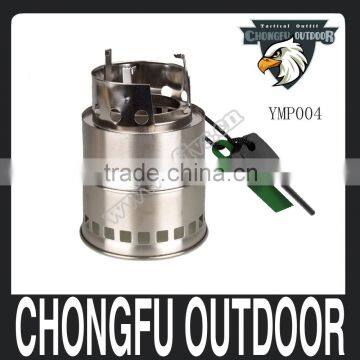 2016 new sport and outdoors stainless steel cooking mini backpck tactical camping gear wood-burning stoves for camping survival