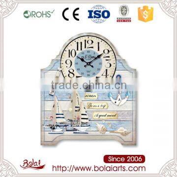 Fresh blue unique shape design home decoration mdf quartz mdf clock