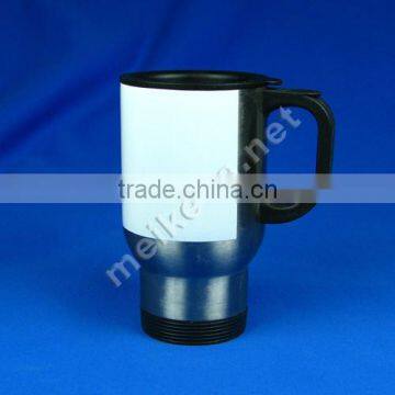 14oz Stainless Steel-With White Patch/Coated Mug/Sublimation Mug/Dye sub Mug/Photo Mug/Gift Mug/Photo Mug/Heat Transfer Mug