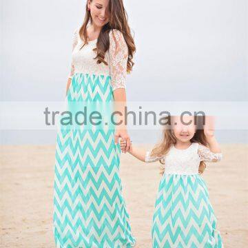 Blue Shapes Fashion dress for girls and mother,2015 Mother Daughter matching Shapes dress&Clothing