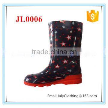 summer navy star print high quality boy PVC rain boots