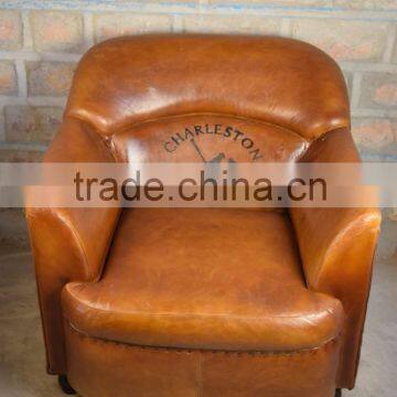 Leather singe seater sofa, Vintage industrial Furniture wholesale