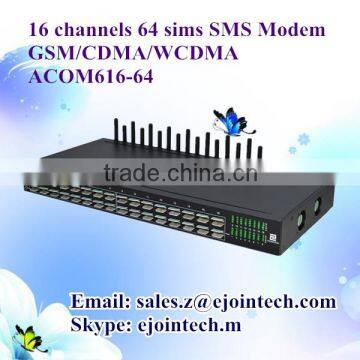 16 ports gsm/cdma/wcdma modem 64 sim cards bulk usb modem with sms gateway