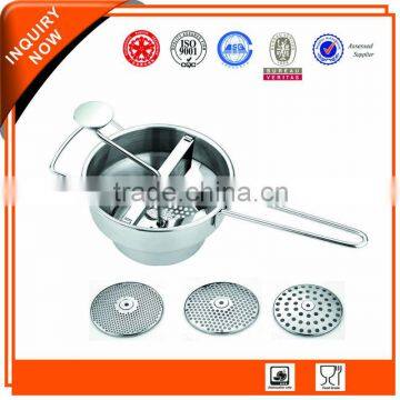 Stainless steel kitchen grater with 3 grinding plates