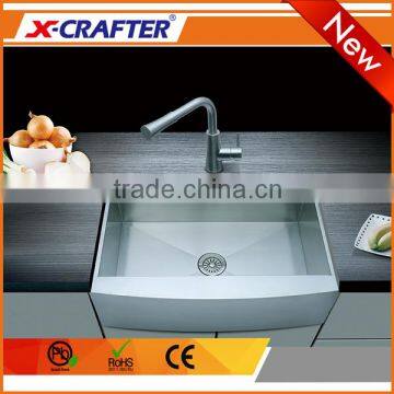 Modern fashionable furniture single bowl customized holes stainless steel king apron sink