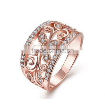 Fashion Rose Gold Plated Cubic Zirconia Wedding Band Flower Engagement Ring