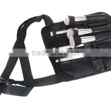 Black PU Leather Cosmetic Brush Bag, Cosmetic Belt Bag With Belt Strap photo-6