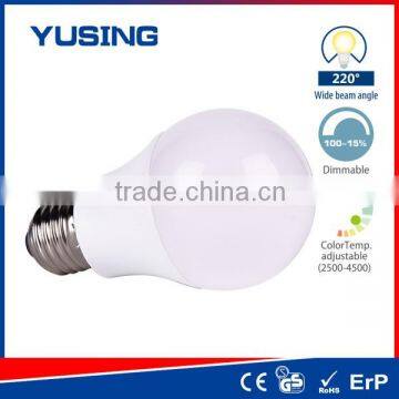 9W A60 Dimmable Color Temperature Adjustable LED Bulb Light