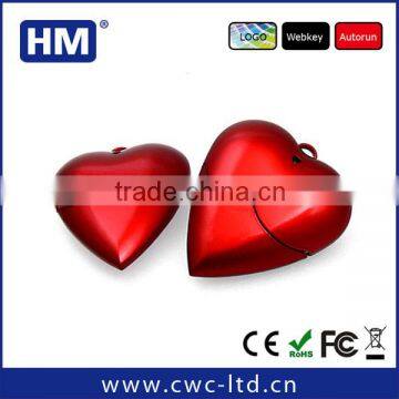 bulk cheap 1gb promitonal red heart shape pen drive