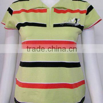 Cheap price with high quality ladies' custom Y/D strips polo shirt