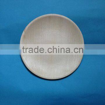 9'' round flat palm leaf plate for sale