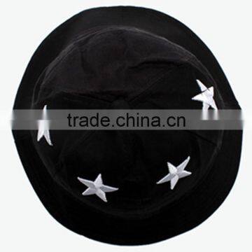 2014 Fashion Black 3d Stars Embroidery Folded Bucket Hat photo-2