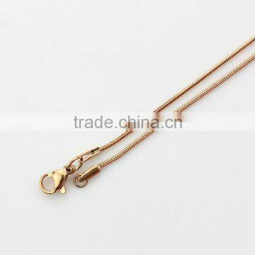 Low price 50cm rose gold color snake chain 316 stainless steel floating locket chain