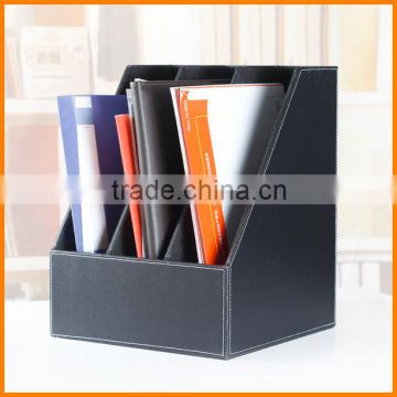 High-grade leather triple desktop file box file frame data file storage box seat business office supplies