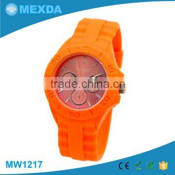 Unisex custom logo japanese movt cheap silicone rubber strap watch