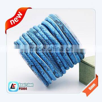 Green 6mm Real Fashion Snakeskin Leather Cord Stitched Outside photo-4