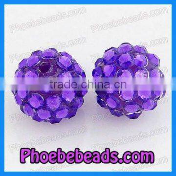 14mm Purple Resin Pave Rhinestone Beads (BRB-007)