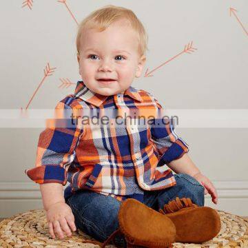 DB2350 dave bella 2015 autumn baby boys fashionable tartan cotton baby tops baby shirts                        
                                                Quality Choice