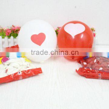 Good quality 12'' 3.2g colorful round shape heart printed latex balloon for party balloon decoration