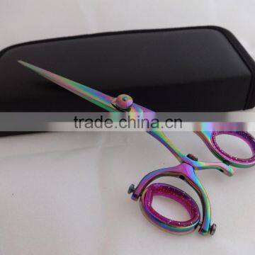 Hairdressing barber scissors Titanium Color With Black Color Leather Case Packaging 6"