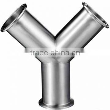 304/316L stainless steel clamp connection Y Branch Pipe Fitting