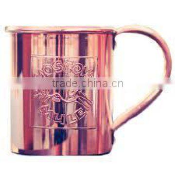 COPPER STRAIGHT MUG 16 OZ SMOOTH WITH COPPER C SHAPE HANDLE